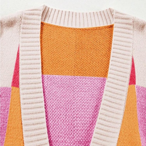 Luxe Color Block Open Front Long Sleeve Knit Sweater Cardigan - Picture 10 of 16